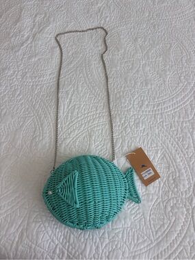 Tommy Bahama Teal Woven Fish Crossbody purse